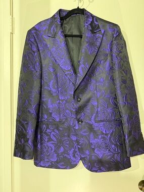 Women’s Black & Purple Floral Jacquard Blazer